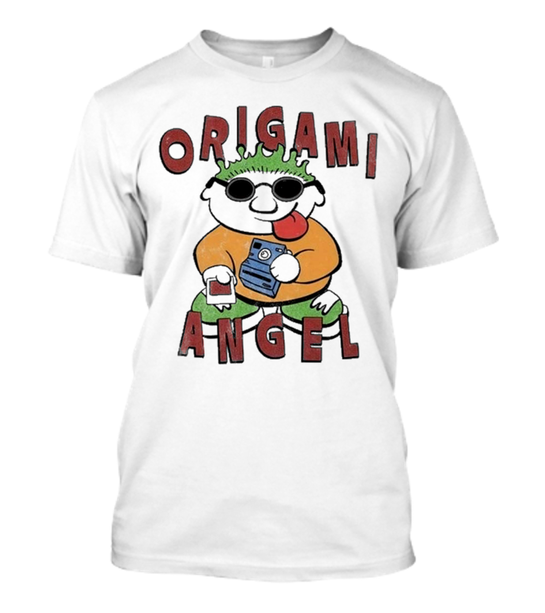 Origami Angel Cartoon Character With Camera And Sunglasses T-Shirt