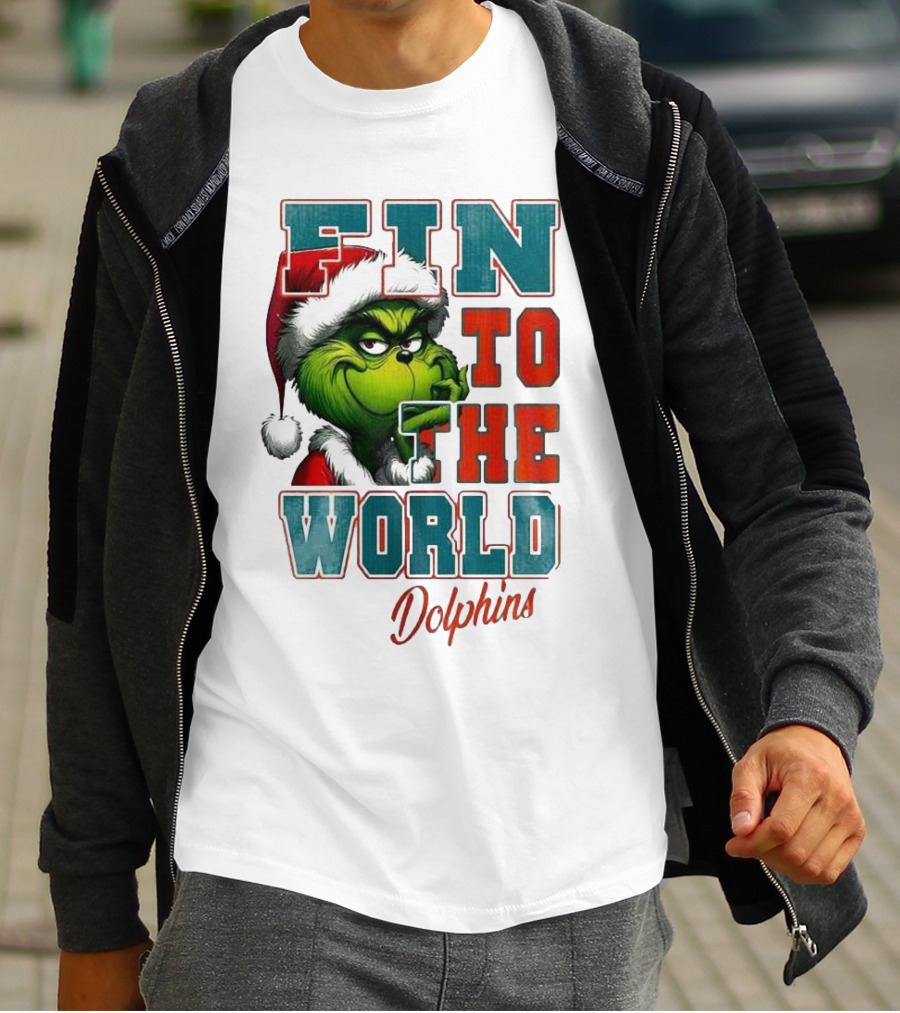 Miami Dolphins Grinch Fin To The World Christmas T-Shirt