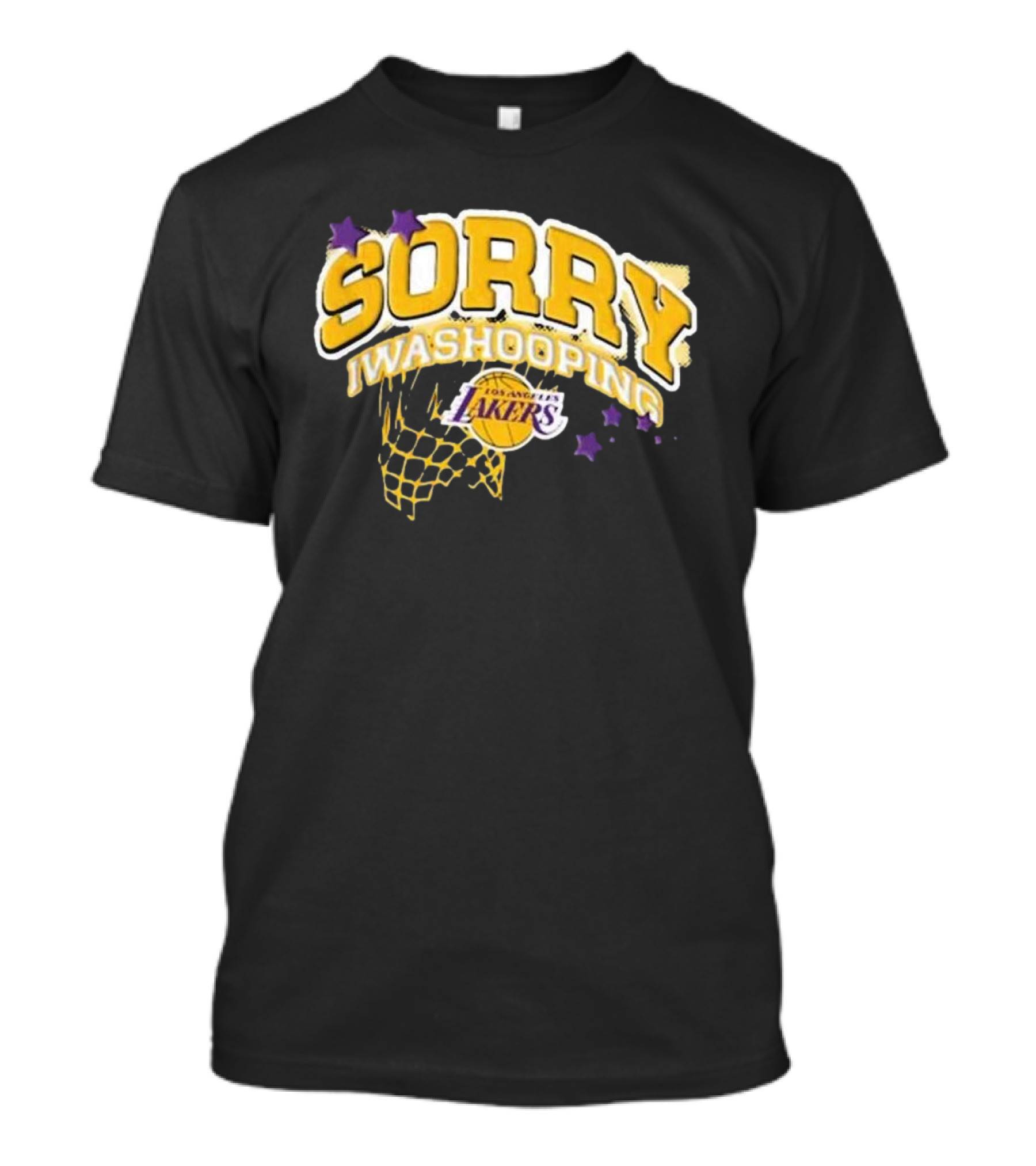 Los Angeles Lakers Sorry I Was Hooping Basketball Net And Stars T-Shirt