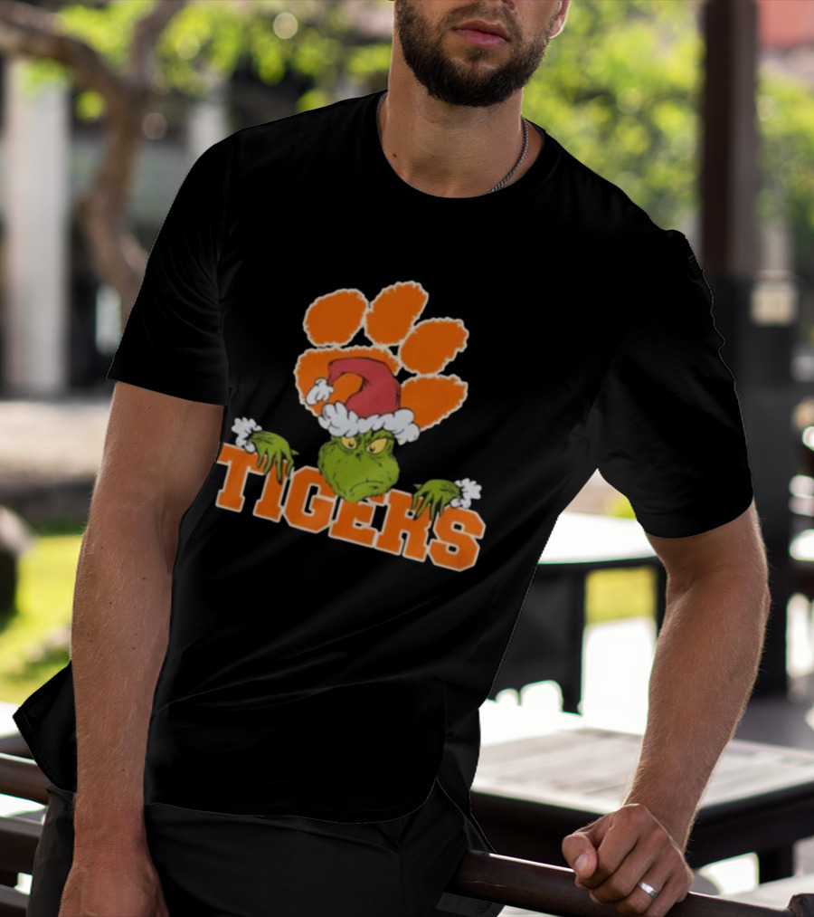NCAA Clemson Tigers Grinch Christmas Football T-Shirt