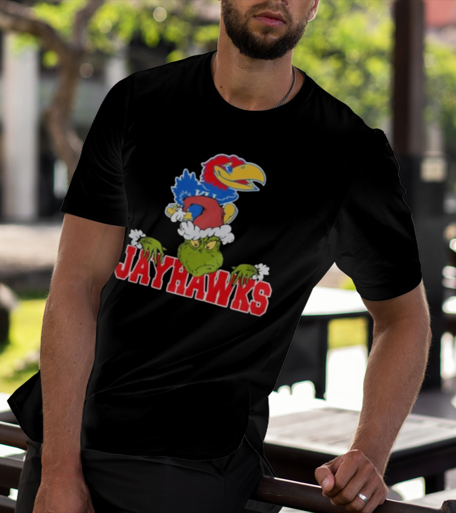Kansas Jayhawks Grinch Christmas NCAA Football T-Shirt