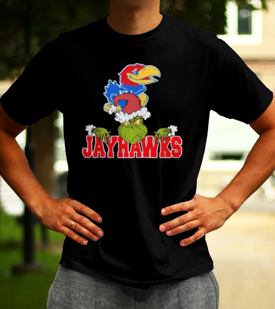 Kansas Jayhawks Grinch Christmas NCAA Football T-Shirt