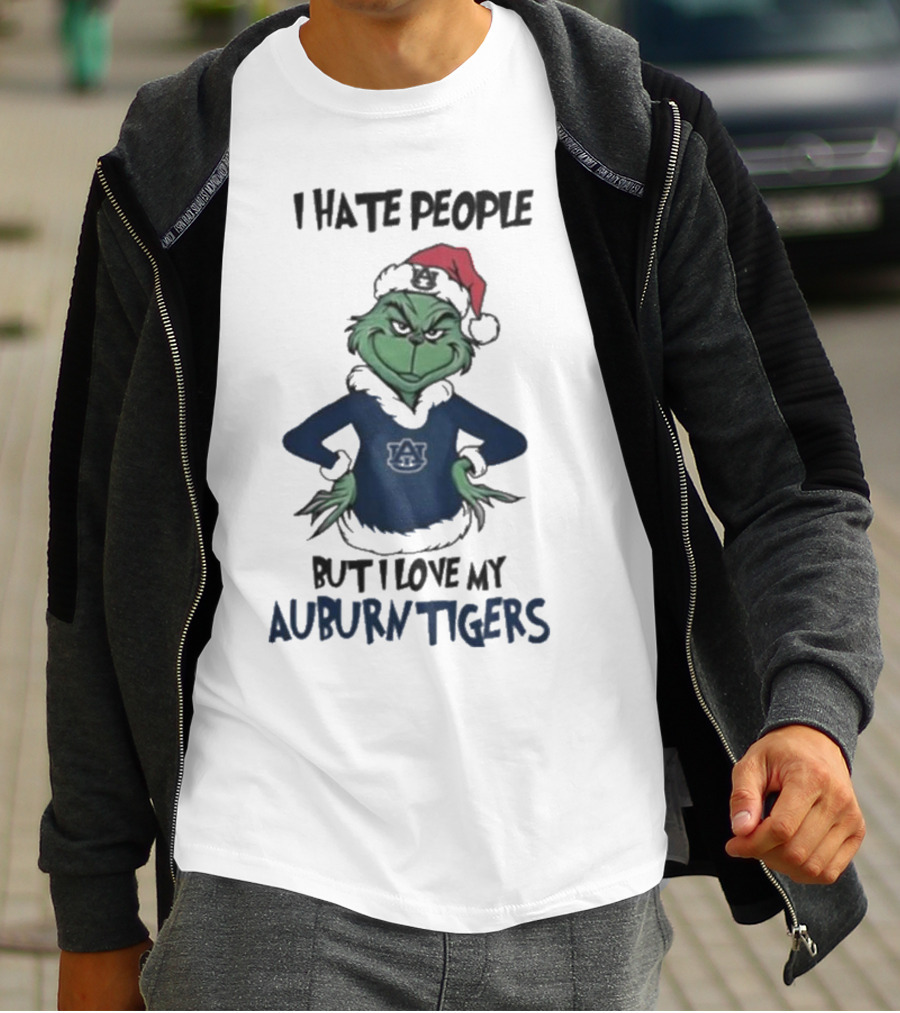 I Hate People But I Love My Auburn Tigers Grinch Christmas T-Shirt
