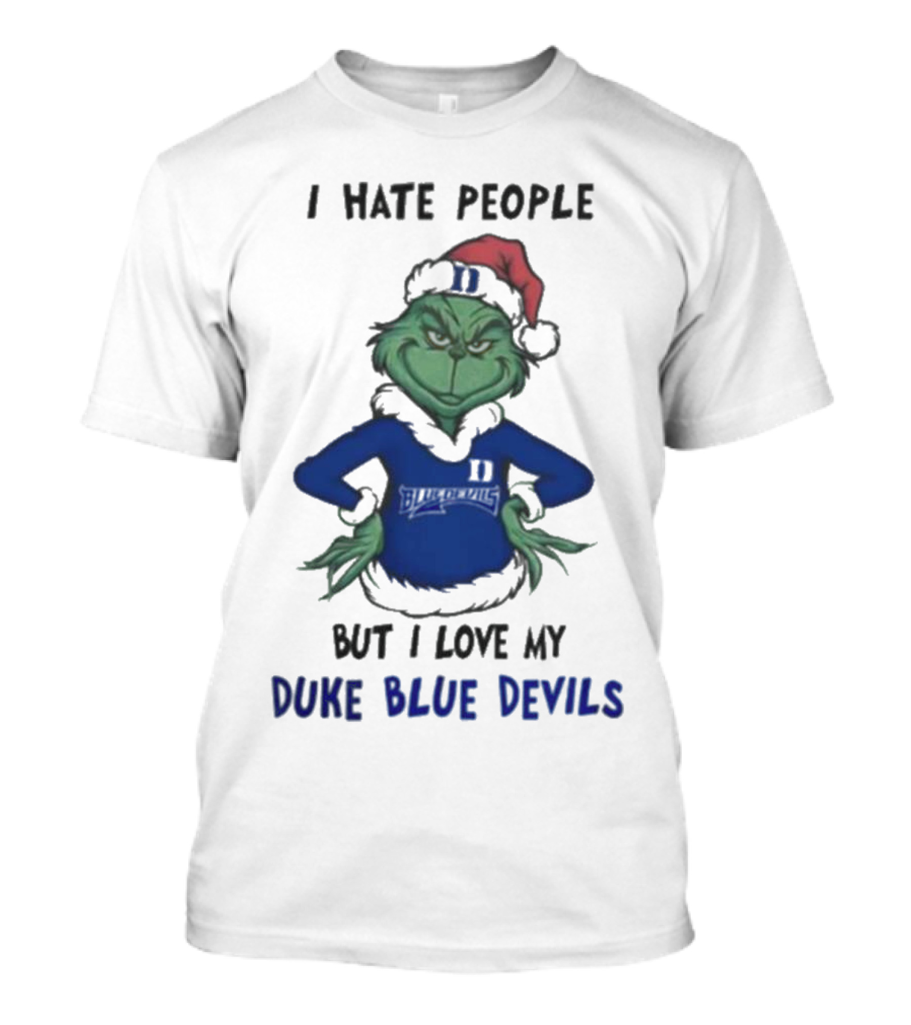I Hate People Grinch Loves Duke Blue Devils Merry Christmas T-Shirt