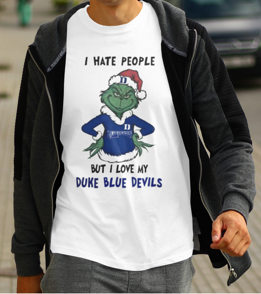 I Hate People Grinch Loves Duke Blue Devils Merry Christmas T-Shirt