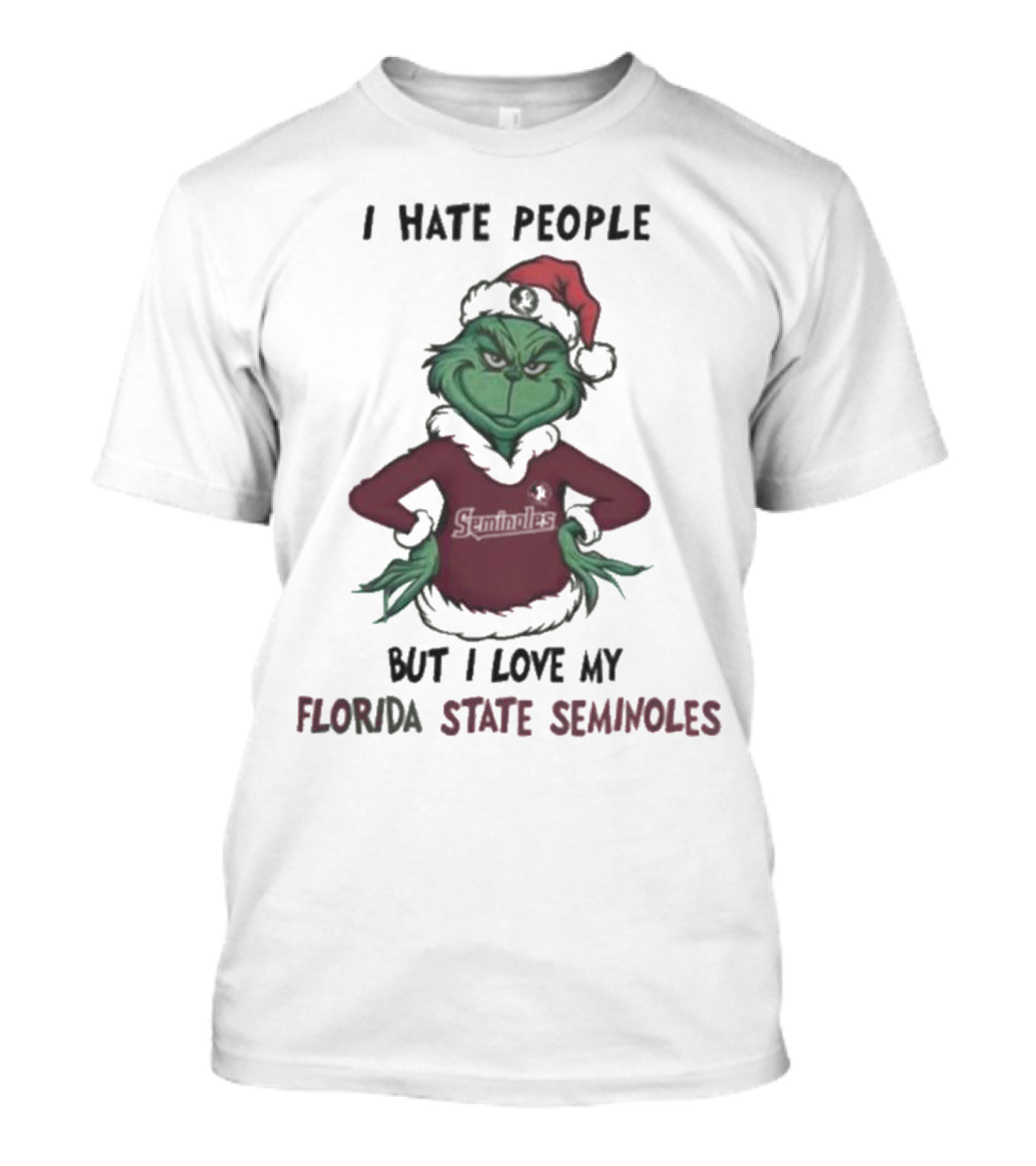 I Hate People But I Love My Florida State Seminoles Grinch Christmas T-Shirt