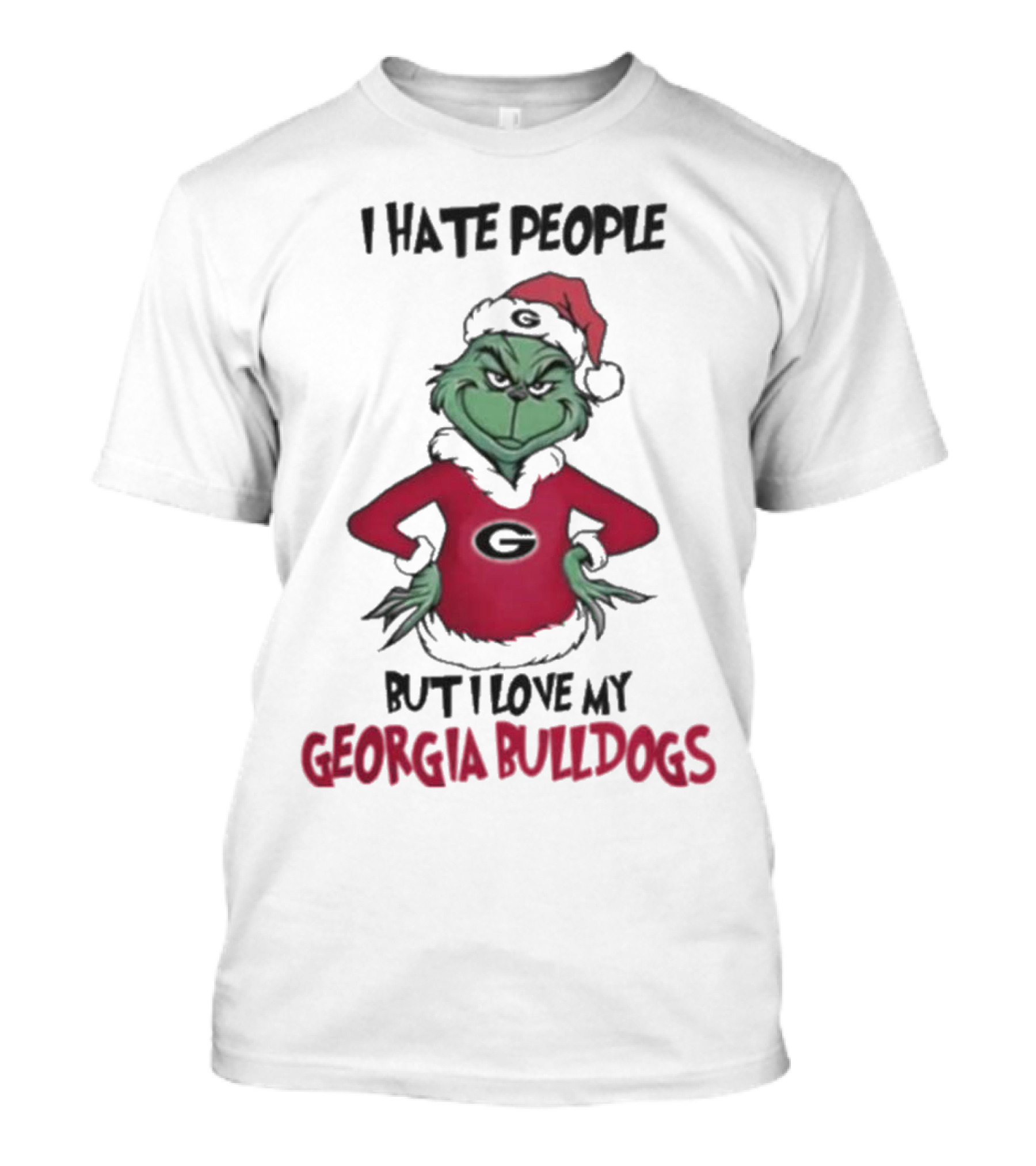 I Hate People But I Love My Georgia Bulldogs Grinch Christmas T-Shirt