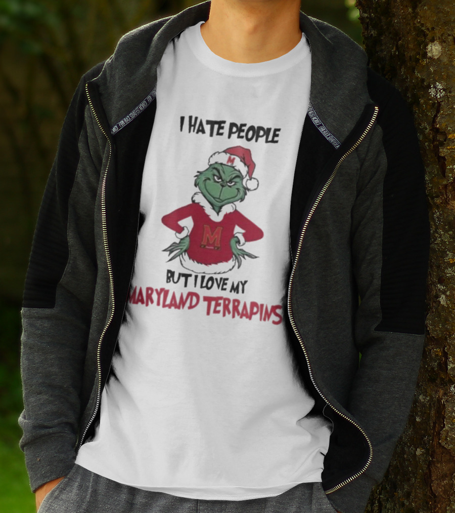 I Hate People But I Love My Maryland Terrapins Grinch Christmas T-Shirt