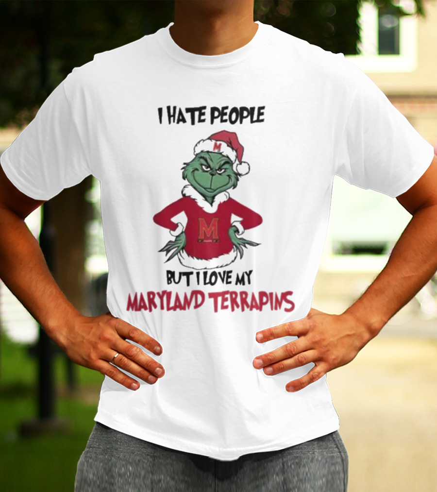 I Hate People But I Love My Maryland Terrapins Grinch Christmas T-Shirt