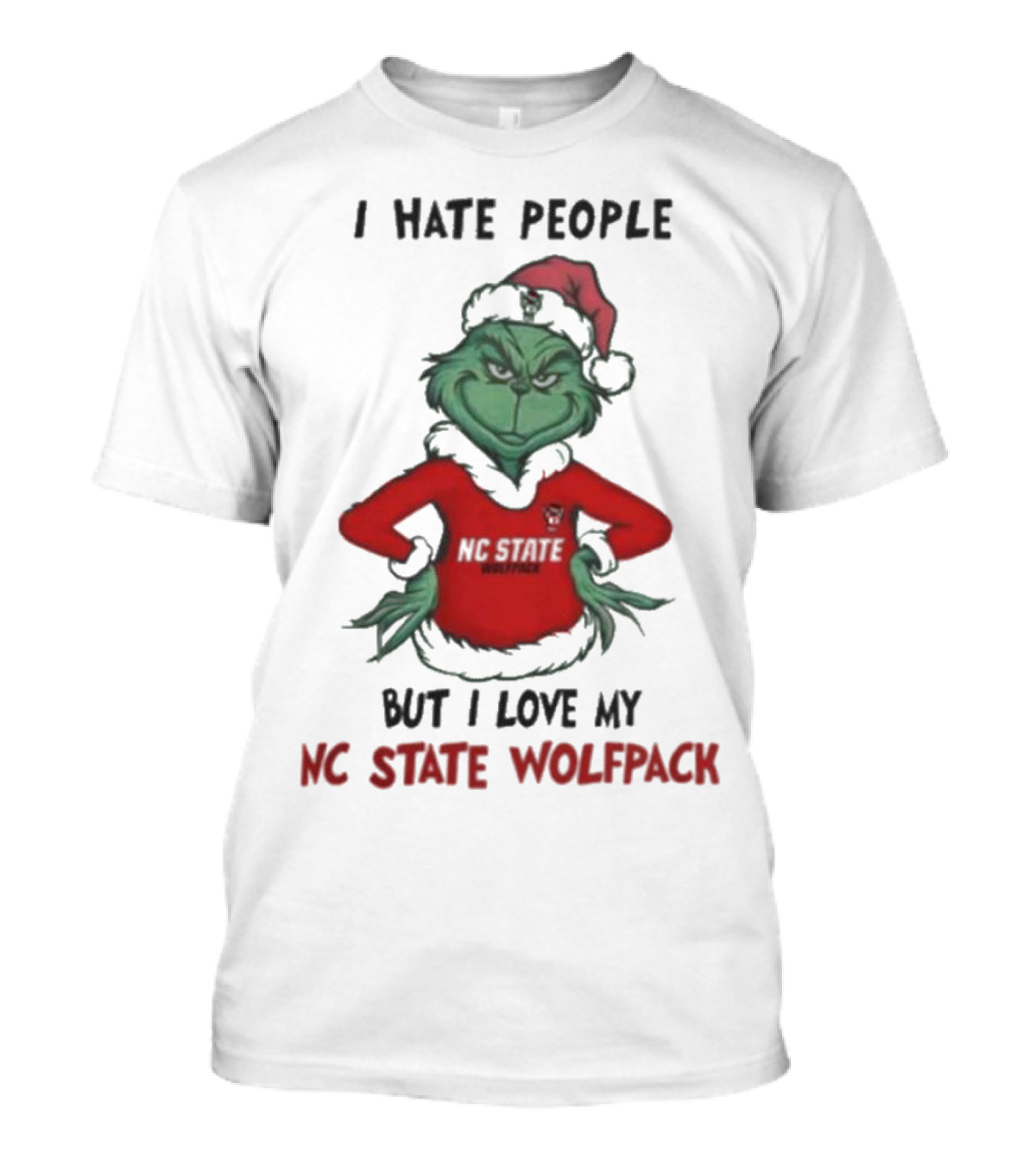 I Hate People But I Love My NC State Wolfpack Grinch Christmas T-Shirt