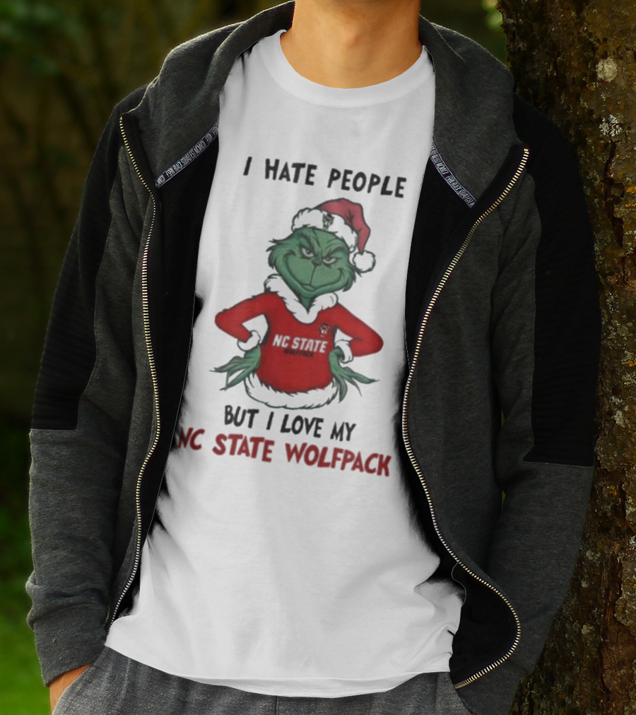 I Hate People But I Love My NC State Wolfpack Grinch Christmas T-Shirt