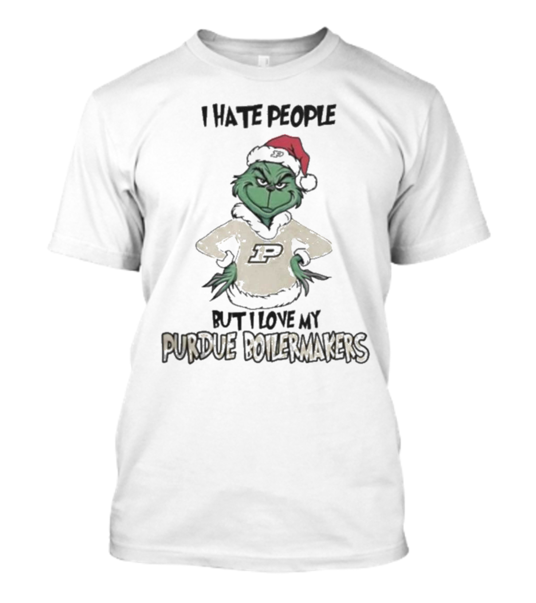 I Hate People But I Love My Purdue Boilermakers Grinch Christmas T-Shirt
