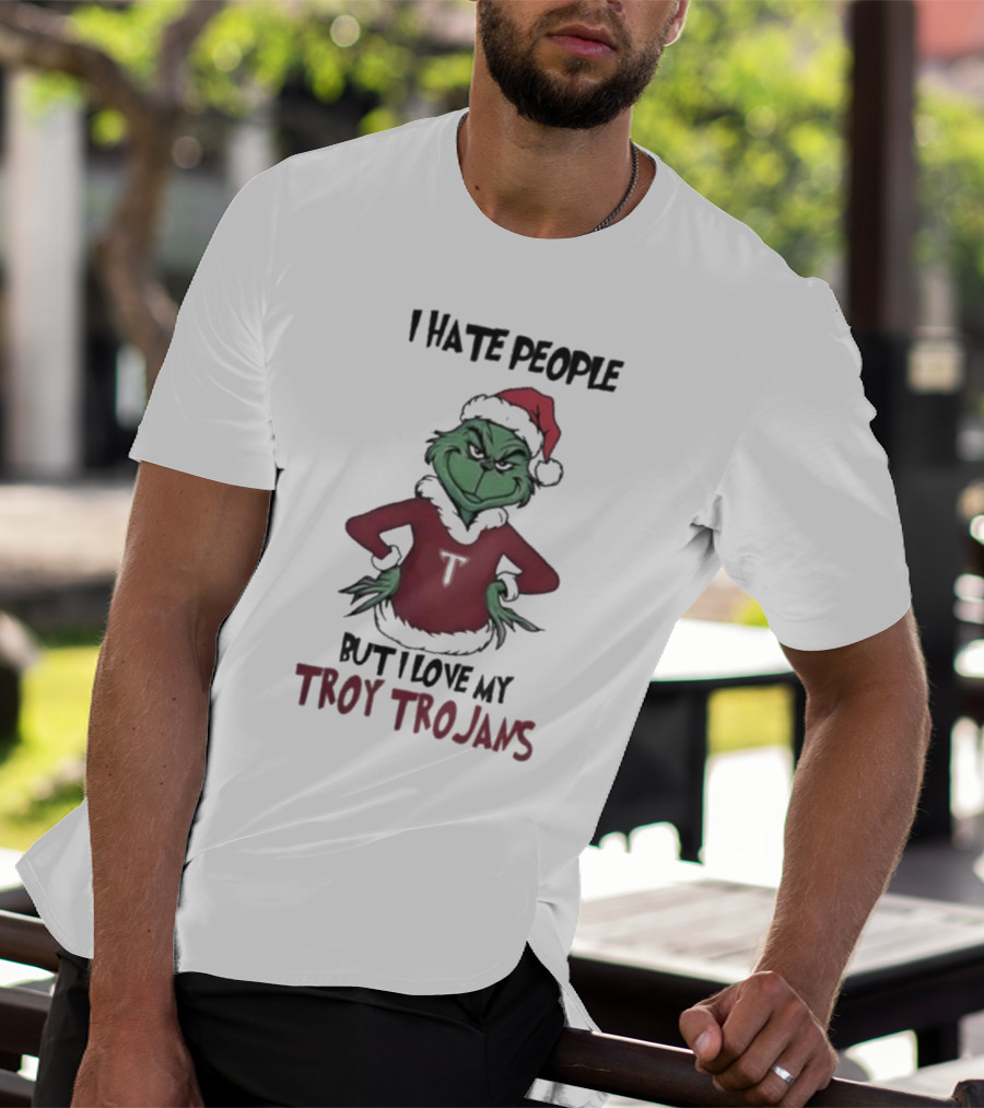 I Hate People But I Love My Troy Trojans Grinch Christmas T-Shirt