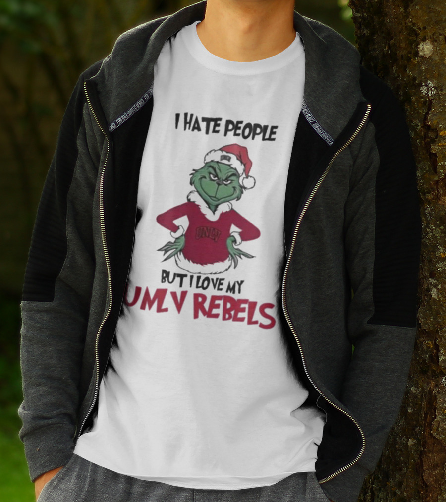 I Hate People But I Love My UNLV Rebels Grinch Christmas Fan T-Shirt