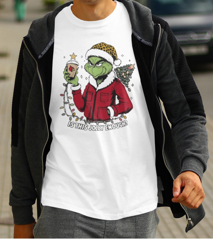 Louisville Cardinals Grinch Santa Is This Jolly Enough Merry Christmas T-Shirt