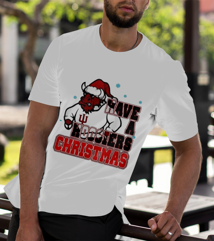 Have A Hoosiers Christmas Indiana Hoosiers Santa Mascot T-Shirt