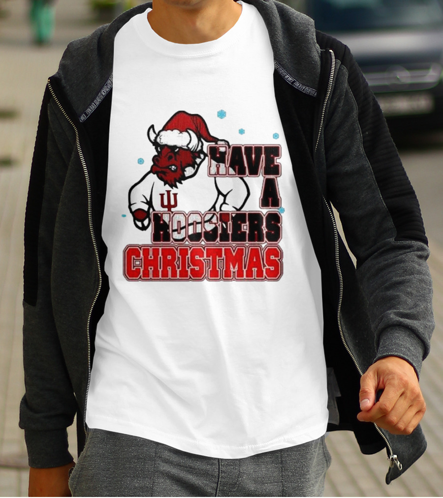 Have A Hoosiers Christmas Indiana Hoosiers Santa Mascot T-Shirt