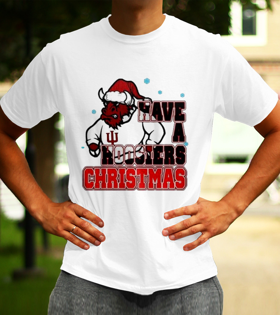 Have A Hoosiers Christmas Indiana Hoosiers Santa Mascot T-Shirt