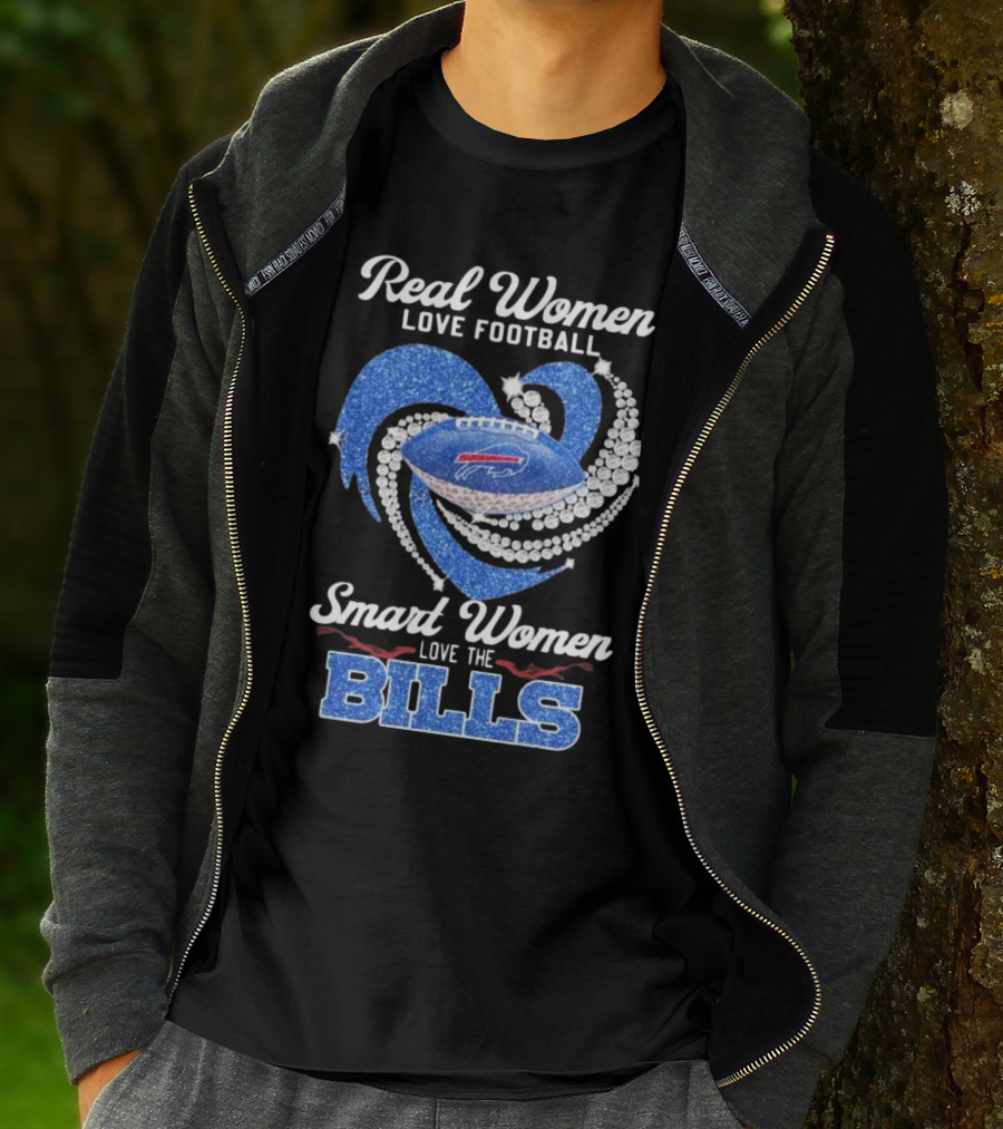 Real Women Love Football Smart Women Love The Bills Diamond Heart Buffalo Bills T-Shirt