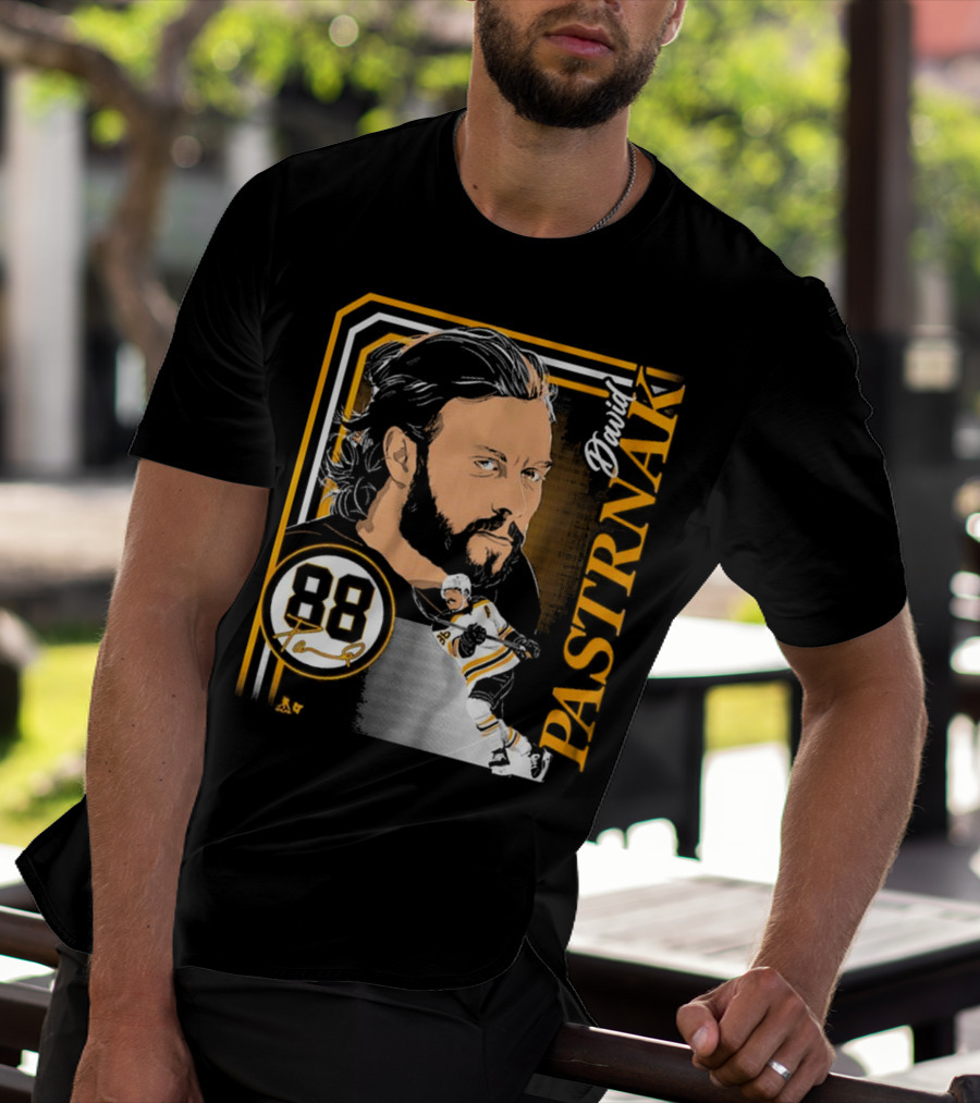 David Pastrnak 88 Hockey Illustration Collage T-Shirt
