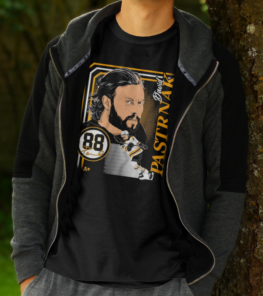 David Pastrnak 88 Hockey Illustration Collage T-Shirt