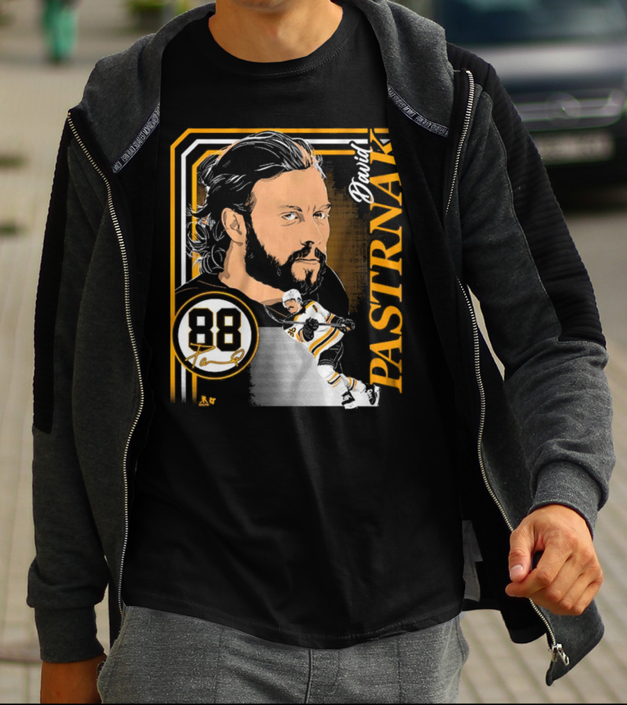 David Pastrnak 88 Hockey Illustration Collage T-Shirt