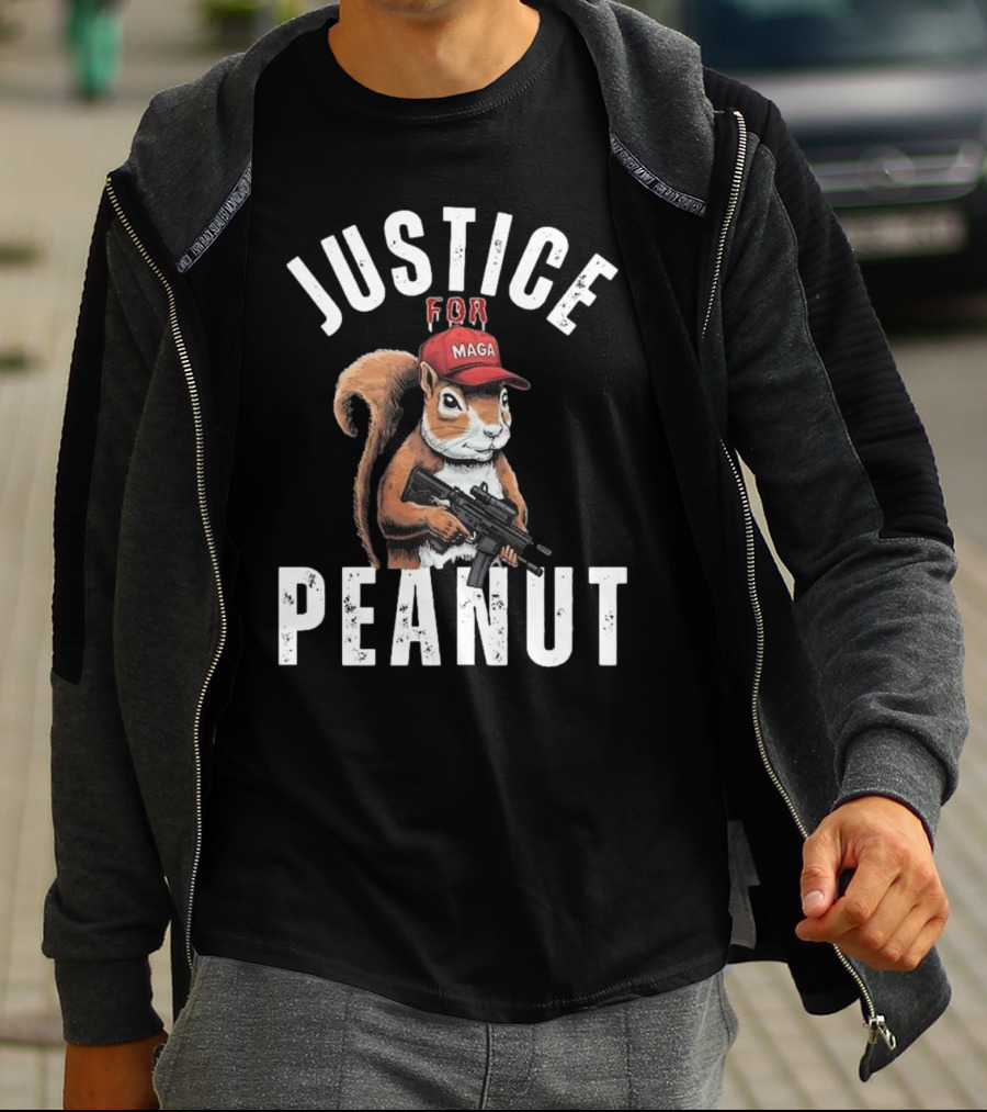 Justice For Peanut Maga Squirrel With Hat And Rifle T-Shirt