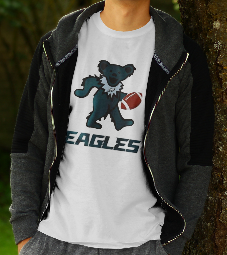 Eagles Football Bear With Grateful Dead Influence T-Shirt
