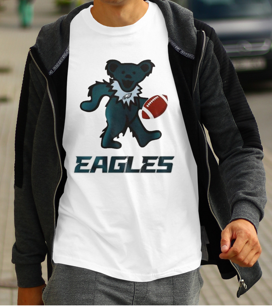 Eagles Football Bear With Grateful Dead Influence T-Shirt