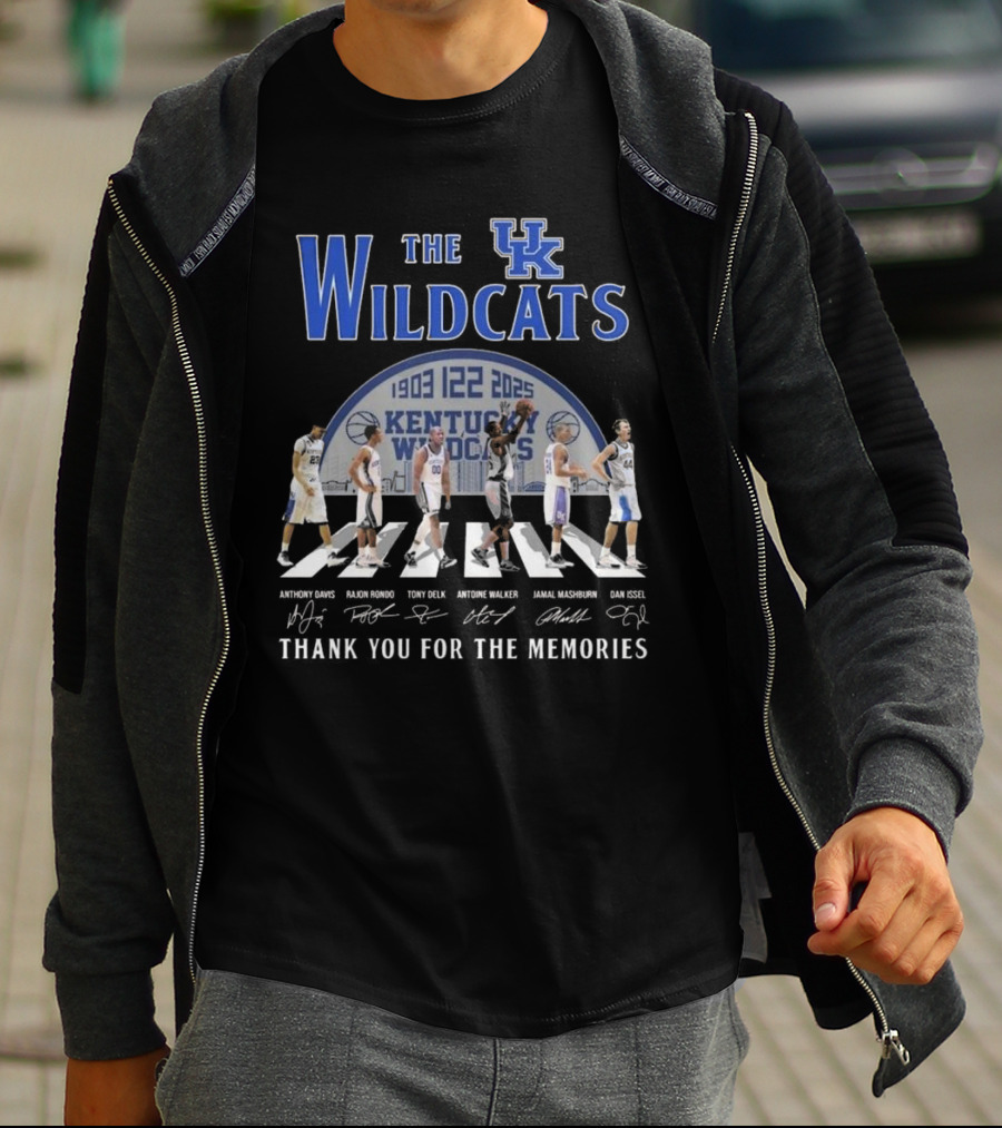 The Kentucky Wildcats 1903-2025 Signatures Thank You For The Memories Anthony Davis Rajon Rondo Tony Delk Antoine Walker Jamal Mashburn Dan Issel T-Shirt