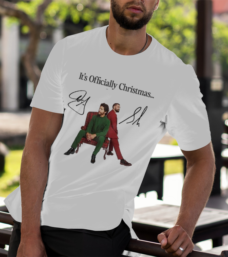 Dan And Shay It's Officially Christmas Signatures Plaid Chair Suits T-Shirt