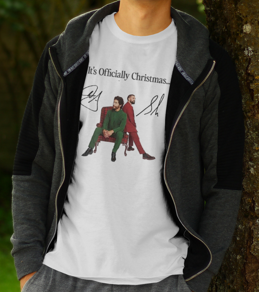 Dan And Shay It's Officially Christmas Signatures Plaid Chair Suits T-Shirt