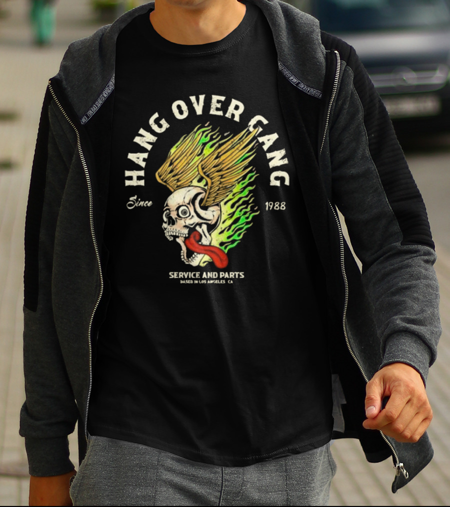 Hangover Gang Since 1988 Skull Wings Service And Parts Los Angeles CA T-Shirt