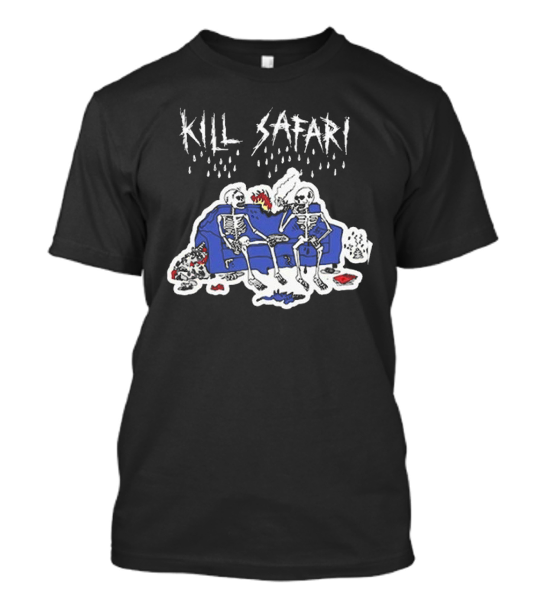 Kill Safari Skeletons Smoking On Couch T-Shirt