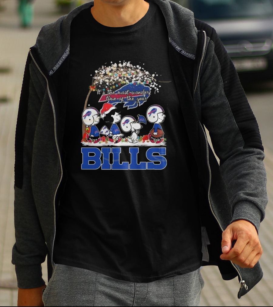 Peanuts Characters Buffalo Bills NFL Christmas It’s The Most Wonderful Time Of The Year T-Shirt