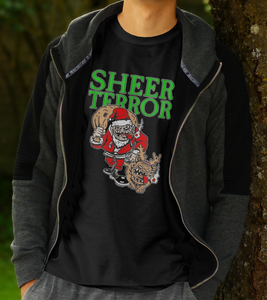 Screw Yule Sheer Terror Santa With Angry Reindeer T-Shirt