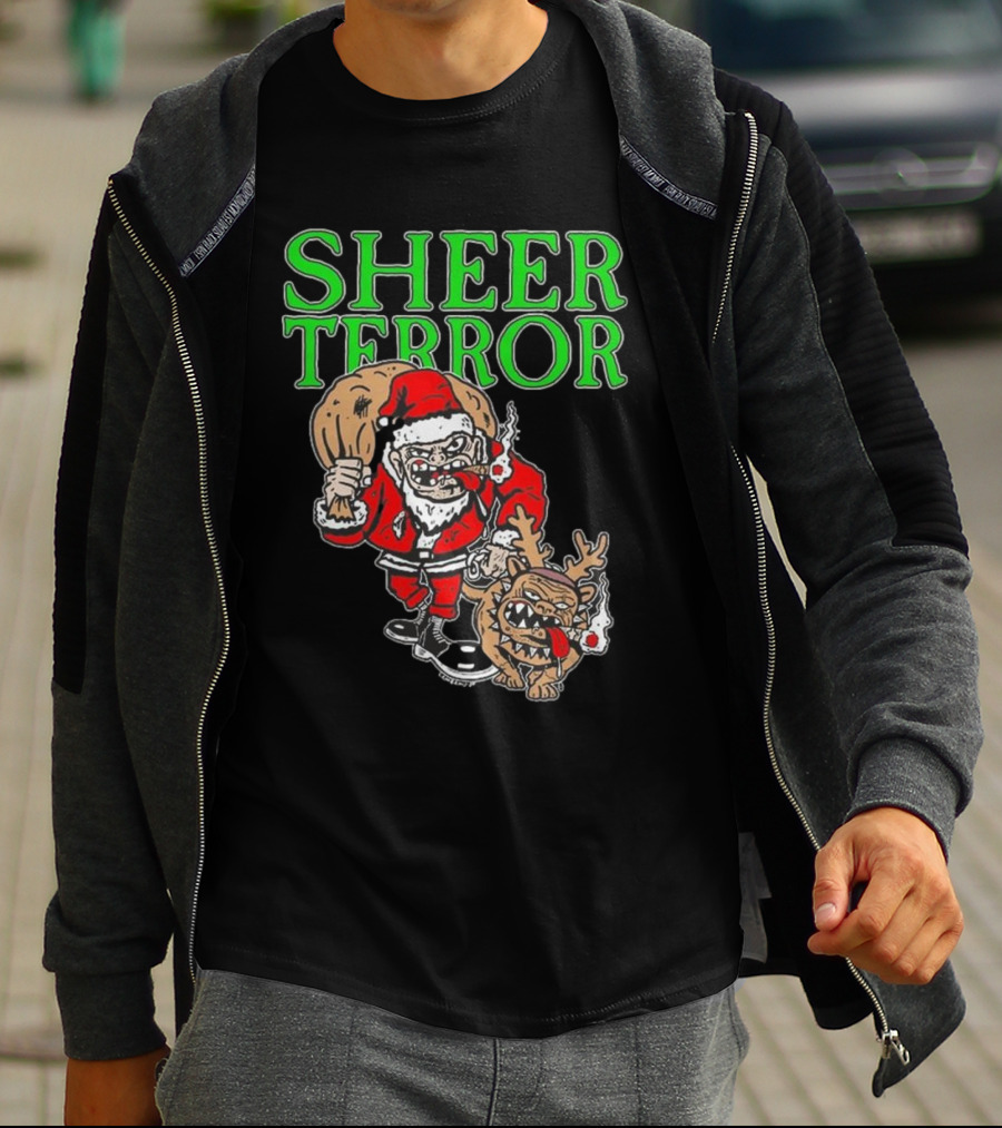 Screw Yule Sheer Terror Santa With Angry Reindeer T-Shirt