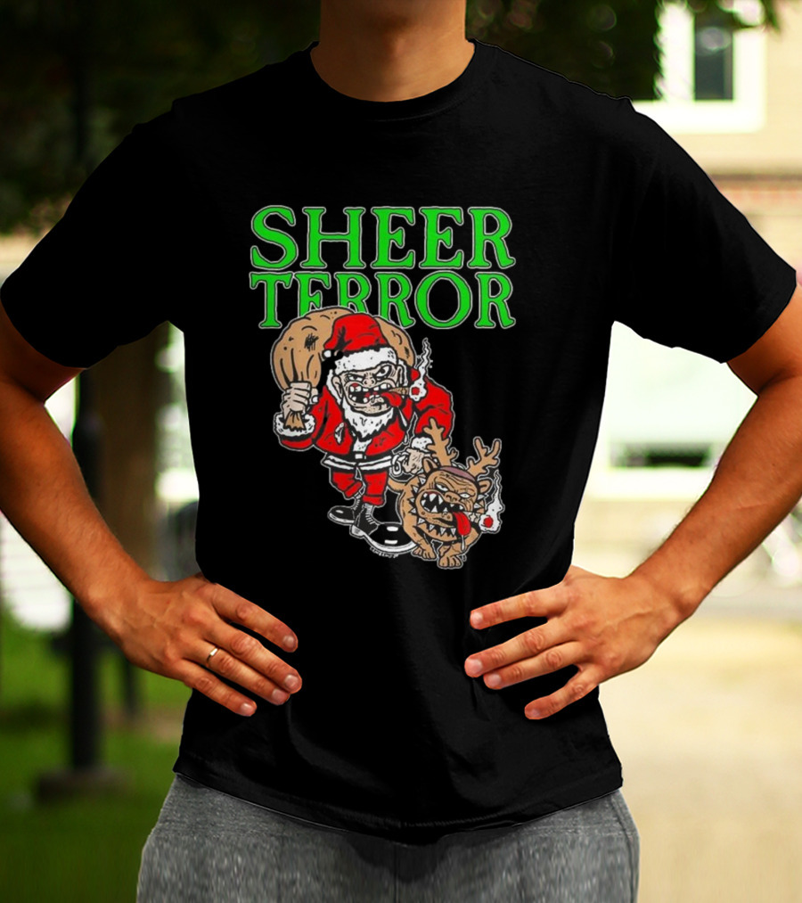 Screw Yule Sheer Terror Santa With Angry Reindeer T-Shirt