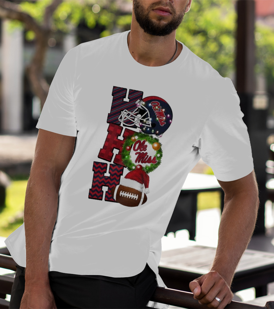 Ole Miss Rebels Ho Ho Ho Christmas Football Helmet Game Day T-Shirt