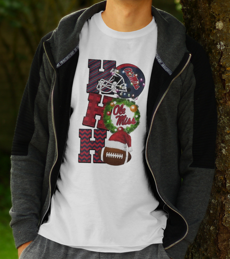 Ole Miss Rebels Ho Ho Ho Christmas Football Helmet Game Day T-Shirt