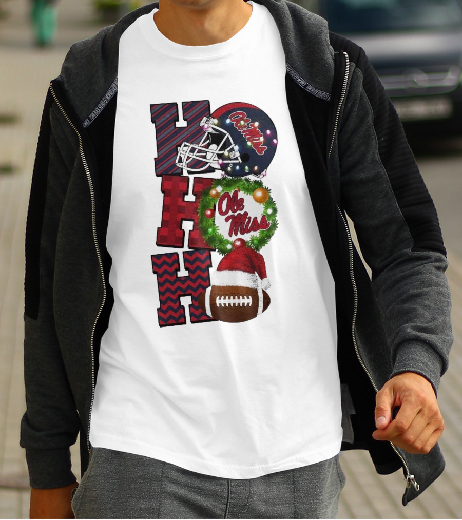 Ole Miss Rebels Ho Ho Ho Christmas Football Helmet Game Day T-Shirt