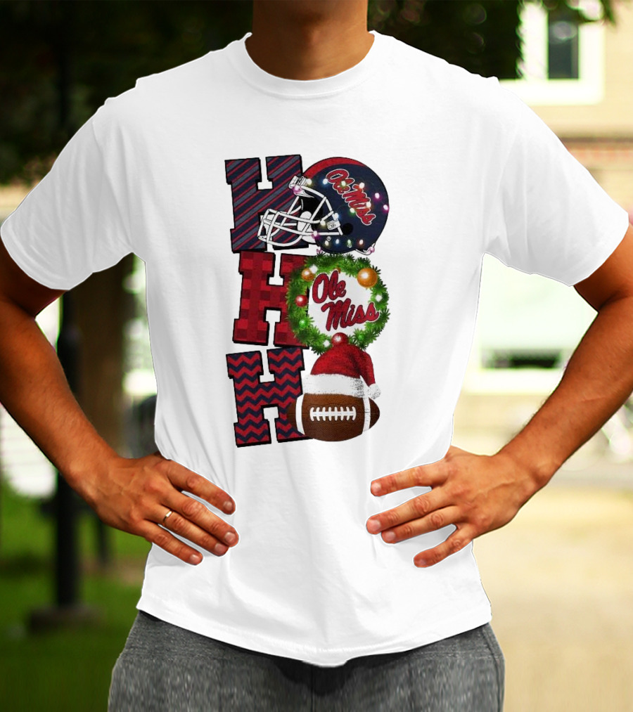 Ole Miss Rebels Ho Ho Ho Christmas Football Helmet Game Day T-Shirt