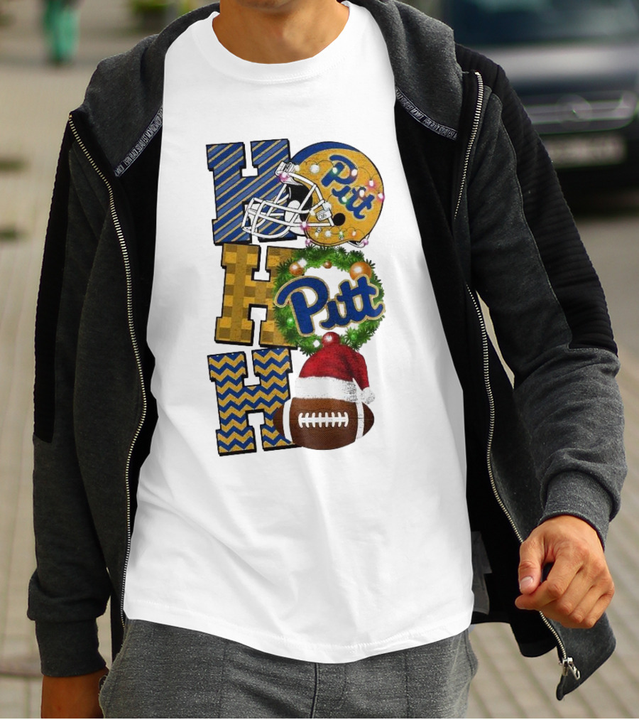 Pitt Christmas Game Day Ho Ho Ho Panthers Football T-Shirt