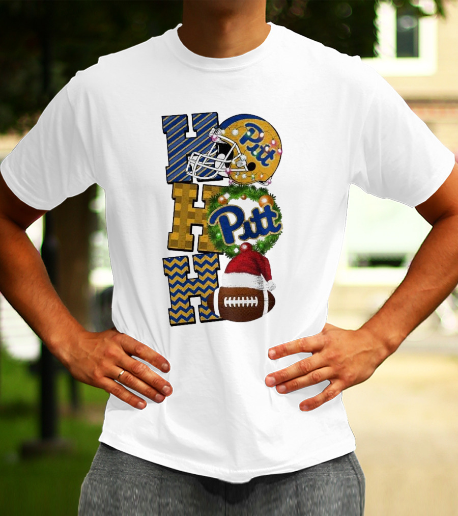 Pitt Christmas Game Day Ho Ho Ho Panthers Football T-Shirt