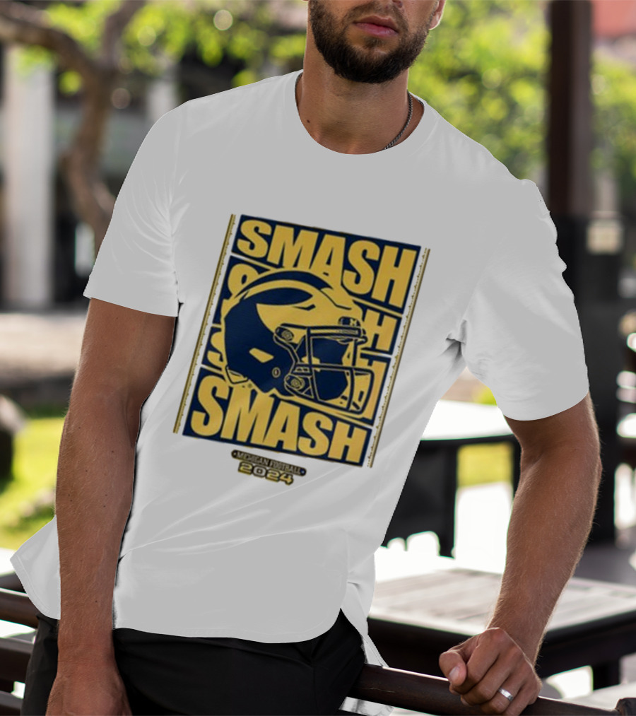 Michigan Football Smash Helmet T-Shirt