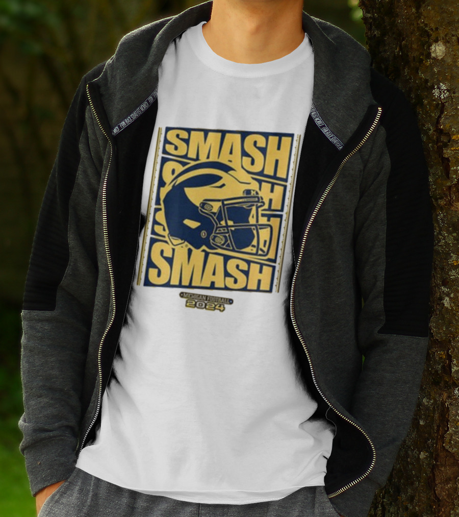 Michigan Football Smash Helmet T-Shirt