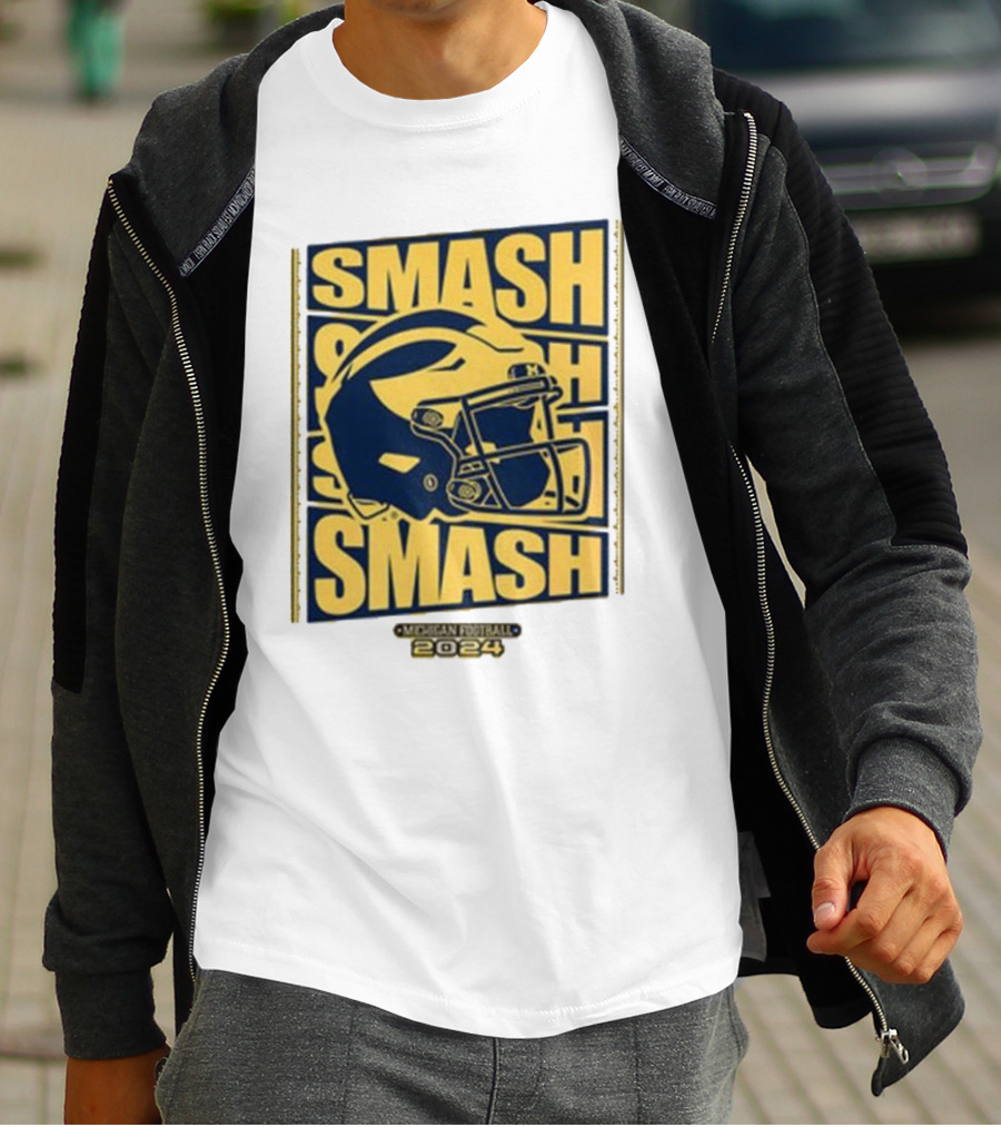 Michigan Football Smash Helmet T-Shirt
