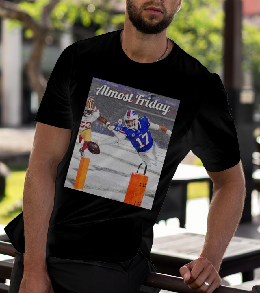 Almost Friday Josh Allen Diving Touchdown Snow Football T-Shirt