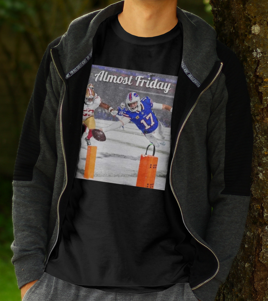 Almost Friday Josh Allen Diving Touchdown Snow Football T-Shirt