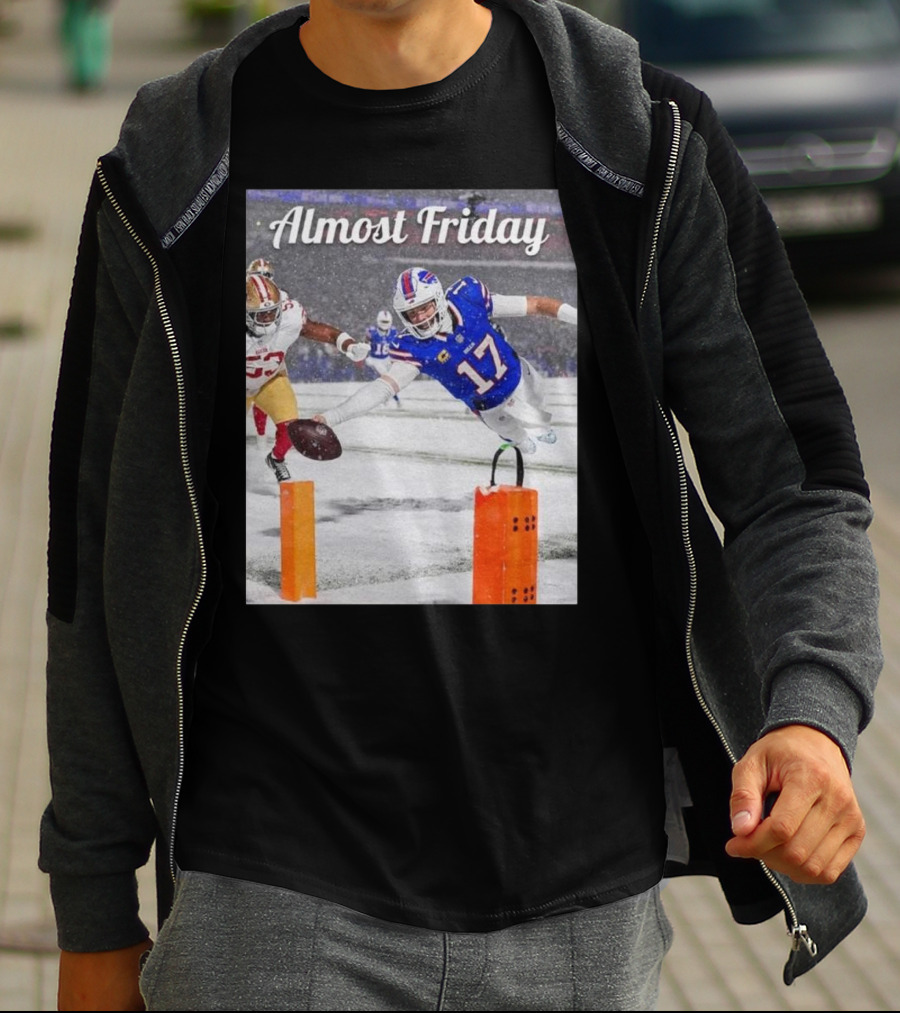 Almost Friday Josh Allen Diving Touchdown Snow Football T-Shirt